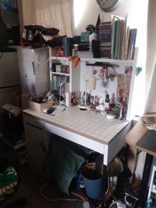 IKEA white table and chair