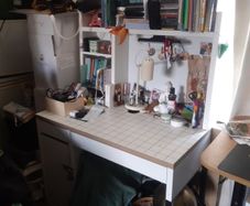IKEA white table and chair