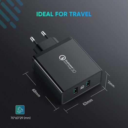 Ugreen QC 3.0 Dual USB Fast Charger 36W Wall Charger EU/UK Plug  (Brand New/Warranty)