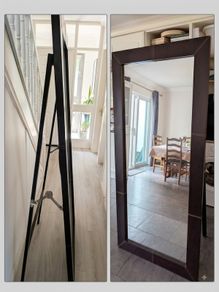 Large Faux Leather Framed Mirror 185x80CM