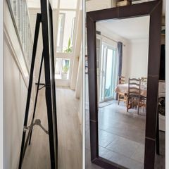 Large Faux Leather Framed Mirror 185x80CM
