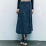 Zara Mid Blue Denim Utility Cargo Pocket Belted D-Ring Midi Skirt Size S Image 2