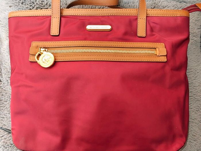 Michael Kors Burgundy Nylon & Leather Tote Bag
