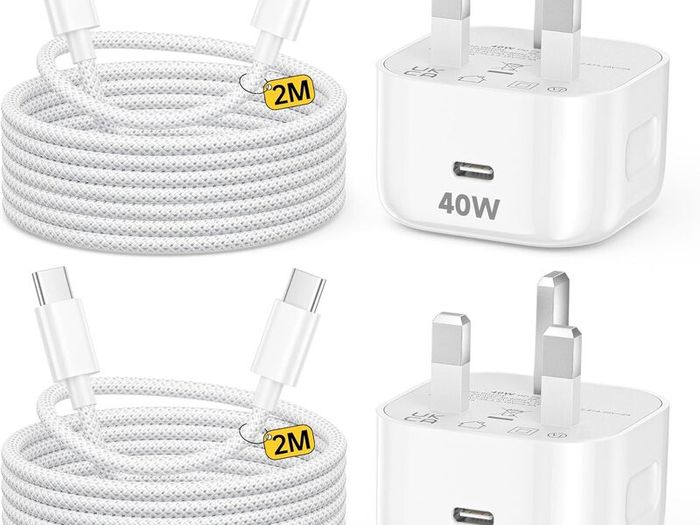 iPhone 17 16 15 Fast Charger, 2-Pack 40W USB C Charger Plug with 2M Braided Cable, USB C Plug Power Adapter for iPhone 17 16 15 Pro Max/Pro/17 Air/17 16 15/iPad Air, Samsung Galaxy S26 S25 Ultra S24