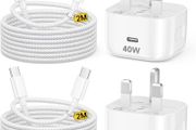 iPhone 17 16 15 Fast Charger, 2-Pack 40W USB C Charger Plug with 2M Braided Cable, USB C Plug Power Adapter for iPhone 17 16 15 Pro Max/Pro/17 Air/17 16 15/iPad Air, Samsung Galaxy S26 S25 Ultra S24