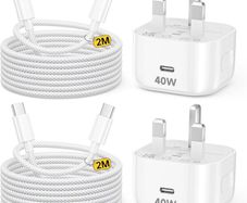 iPhone 17 16 15 Fast Charger, 2-Pack 40W USB C Charger Plug with 2M Braided Cable, USB C Plug Power Adapter for iPhone 17 16 15 Pro Max/Pro/17 Air/17 16 15/iPad Air, Samsung Galaxy S26 S25 Ultra S24