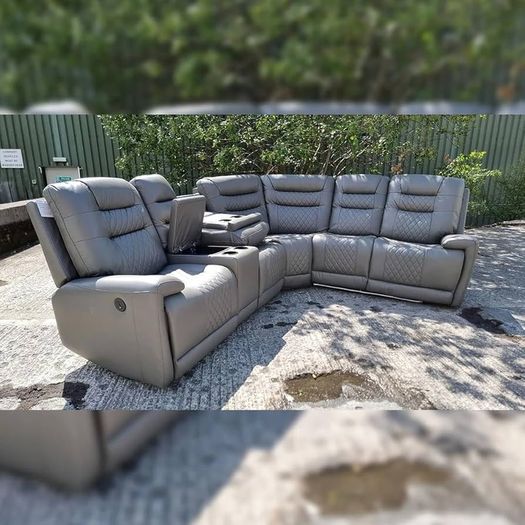 Halifax Corner Electric Leather Recliner Sofa - USB ports - LED lights