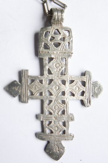 Vintage Large Coptic Cross Pendant, Replica Portland Art Museum Silver Plated (Cross length 3,5")