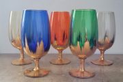 Mid-century harlequin set of gold flames glasses