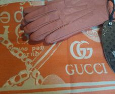 Accessory Set Leather Gloves  Large Scarf Gucci-Style