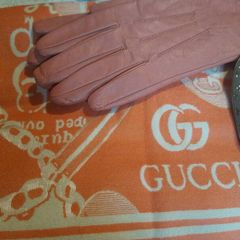 Accessory Set Leather Gloves  Large Scarf Gucci-Style
