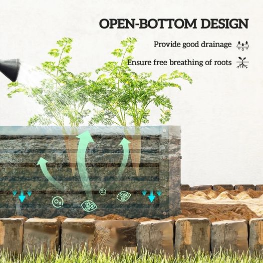 Set of Two 110 x 65cm Steel Planter Boxes Green