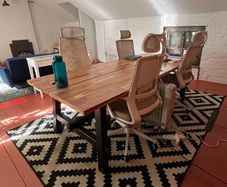 Large IKEA Table, 5 Office Chairs & 2 Industrial Fans