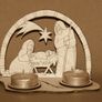 Christmas Crib Tea Light candle holder wood craft decoration laser cut Image 3
