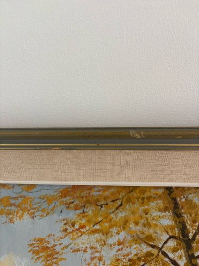 Vintage Framed Autumn Landscape Oil Painting on Board