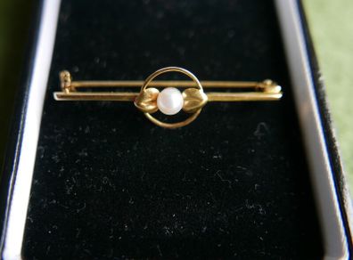 Vintage 9ct Gold 375 Gold Faux Pearl Brooch | Retro Jewelry 1,9g