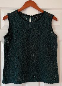 Ladies Dark Green Lace Top