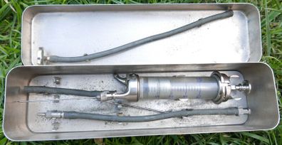 Antique Medical Surgical Syringe   Metal Silver Case