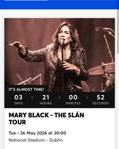 Mary Black Slan Tour Tickets X 2