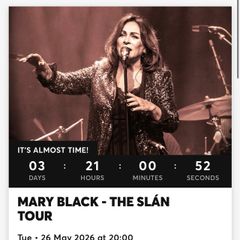 Mary Black Slan Tour Tickets X 2