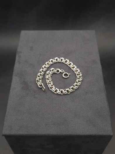 Vintage Double Rolo Interlocking Rings 800 Silver Bracelet