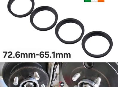 4pcs Black Car Plastic Wheel Hub Centric Rings Center Bore 72.6mm-65.1mm VW-BMW