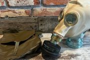 vintage gas mask &amp; bag
