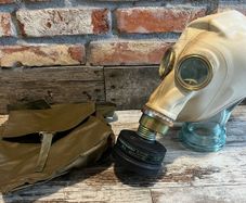 vintage gas mask & bag