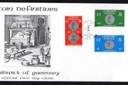 1980 Guernsey Coin Definitive High Value Stamps Addressed First Day Cover (FDC)