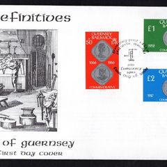 1980 Guernsey Coin Definitive High Value Stamps Addressed First Day Cover (FDC)