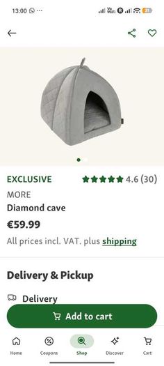 Grey quilted pet cave bed