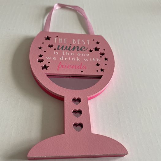 Wooden Hanging Plaque with Mirror Detailing