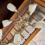 1980s Vintage Antique Brass Stylish 5 Arm Opaque Marble Effect Ceiling Lights Image 3