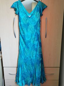 CC petite blue silk dress UK 12