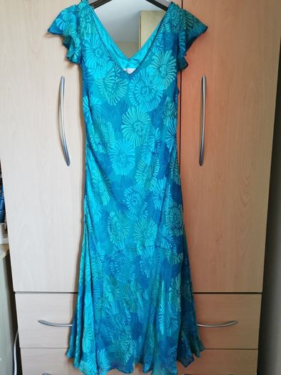 CC petite blue silk dress UK 12