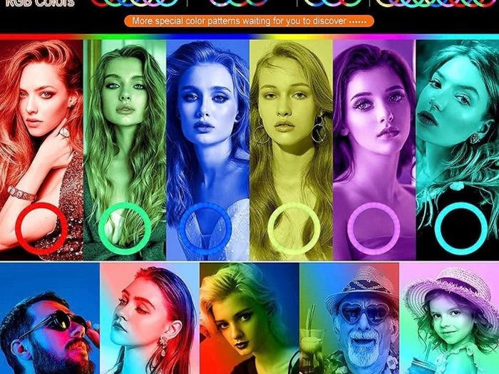 12.6'' Selfie Ring Light with Tripod Stand & Phone Holder Tall 188cm/74'', GerTong LED Circle Ringlight with 40 RGB Mode 13 Brightness for Makeup YouTube Tiktok, Wireless Remote for iPhone Android (FREE POSTAGE)