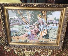 Large Vintage Framed Tapestry