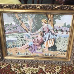 Large Vintage Framed Tapestry
