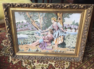 Large Vintage Framed Tapestry
