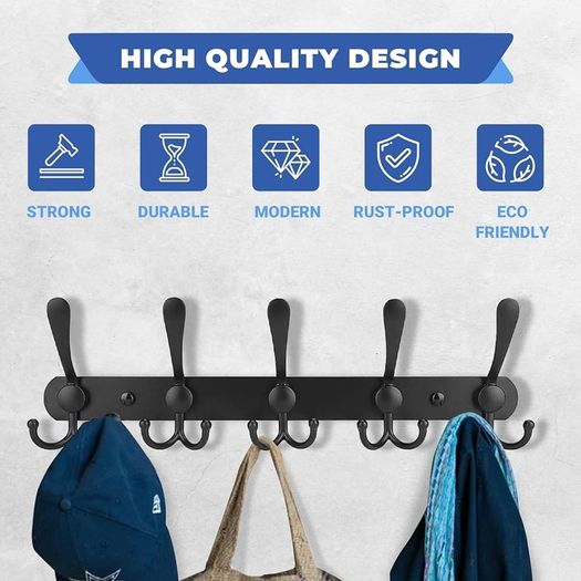 NEW SALE | Coat Hooks for Wall - Stainless Steel Coat Racks (2 Pack) - Heavy Duty Coat Hooks Wall Mounted - Premium Design Rust Free Coat Hanger