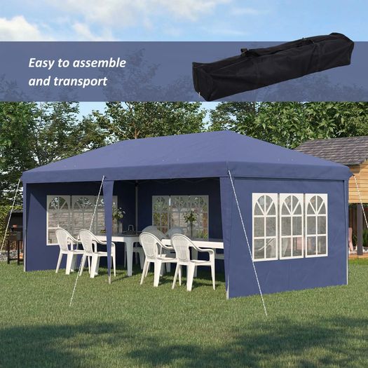 3 x 6m Pop Up Gazebo, Height Adjustable Marquee Party Tent with Sidewalls and Storage Bag