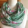 Beautiful Pastel Green Floral lightweight Snood Scarf Image 2