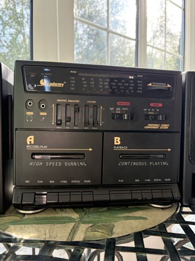 Radio and double cassette machine with speakers
