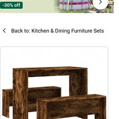 Bench table and chairs