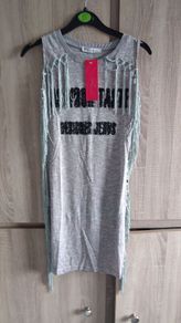Fringe mini dress with crystals aplication or tunic for taller person