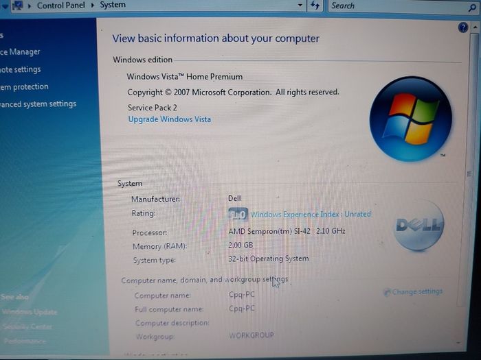 Compaq Presario CQ60-218EA 15.6 Laptop, AMD Semprom SI-42 2.1GHz, Windows Vista, 2GB Ram, 500GB HDD in Excellent condition, a True Blast from the Past
