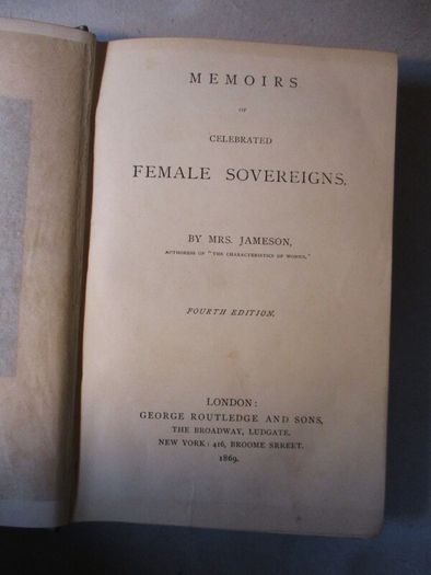 1869, Memoirs Of Celebrated Female Sovereigns