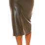 Leather Look Highwaist Midi Skirt With Slit Size Small Image 4