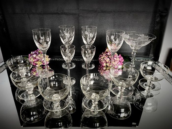 Vintage Etched Crystal  Beautiful Bundle in Mint Condition