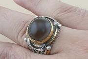 Natural Sulemani Eye Agate Gemstone Ring Antique Brass Silver Design# 169